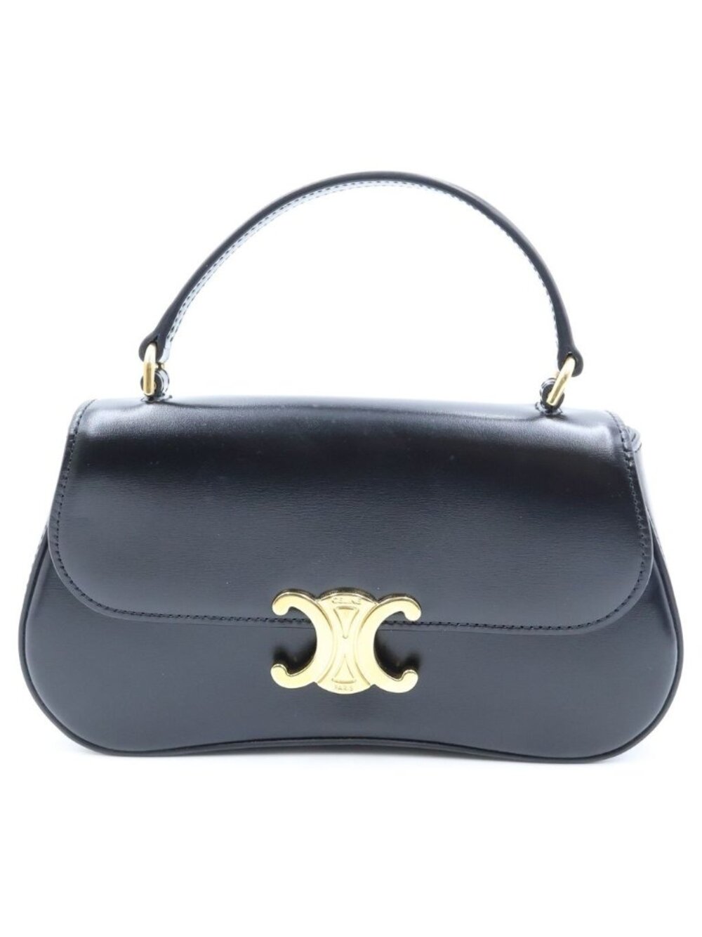 Celine Triomphe Teen Laura 2-Way Shoulder Bag Calfskin Leather Black